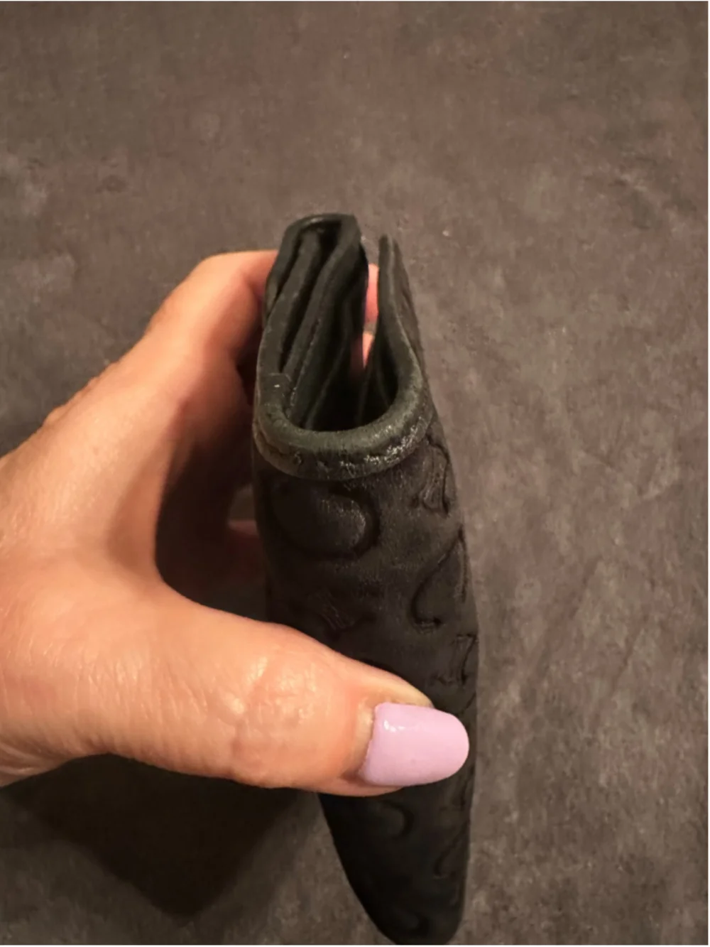 Celine Black Velvet Triomphe Logo Wallet One Size
